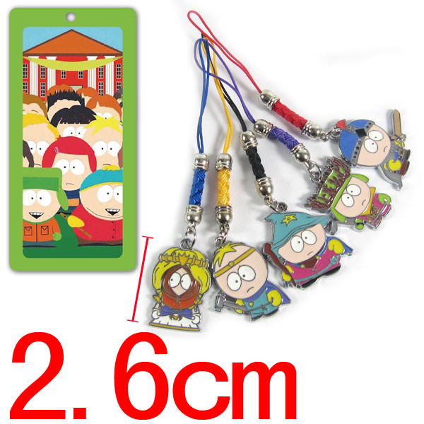 Anime hoạt hình xung quanh công viên phía nam móc khóa kim loại hình búp bê 5 mặt dây điện thoại di động dây tôm hùm khóa mặt dây chuyền sticker mèo cute