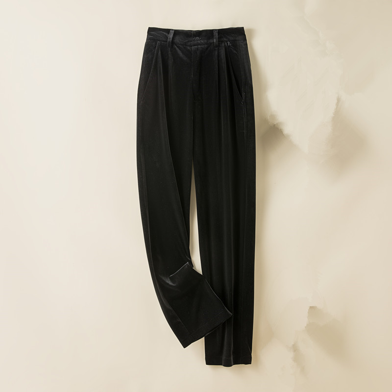 2025 New Korean Velvet Men's Casual Loose Straight-Leg Trousers High-Waisted Drapey Stylish Long Pants Trendy
