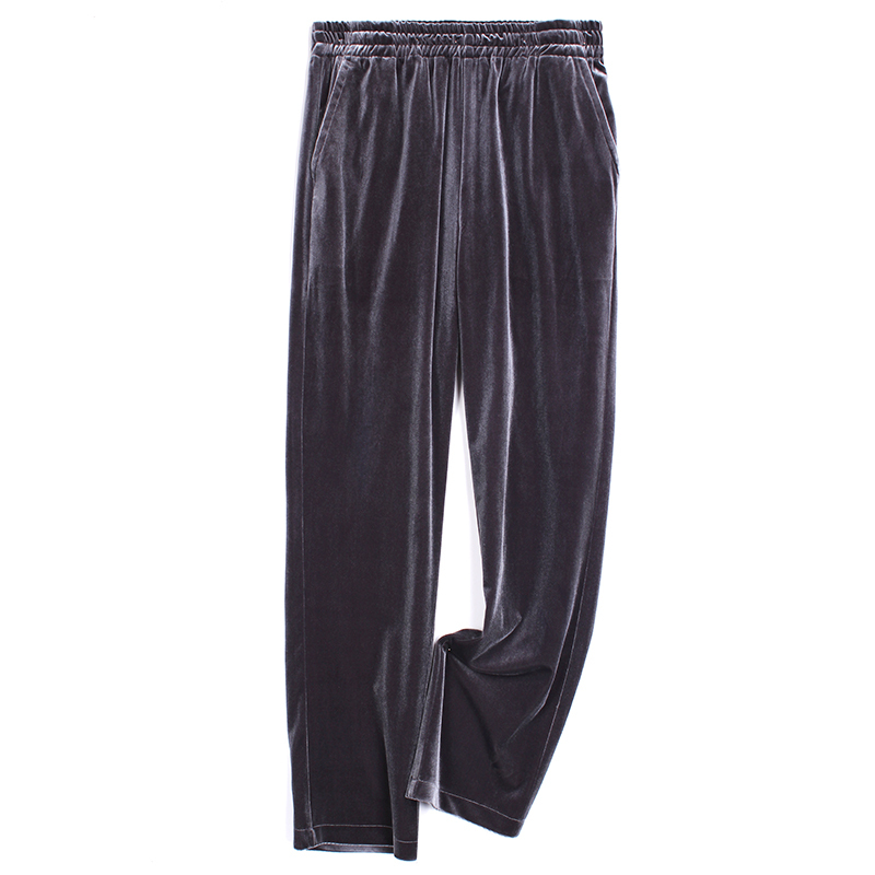 Elastic Waist Plus-Size Velvet Pants for Men, Unique Design, Mid-High Rise, Casual, Loose, Comfortable, Straight-Leg Trousers