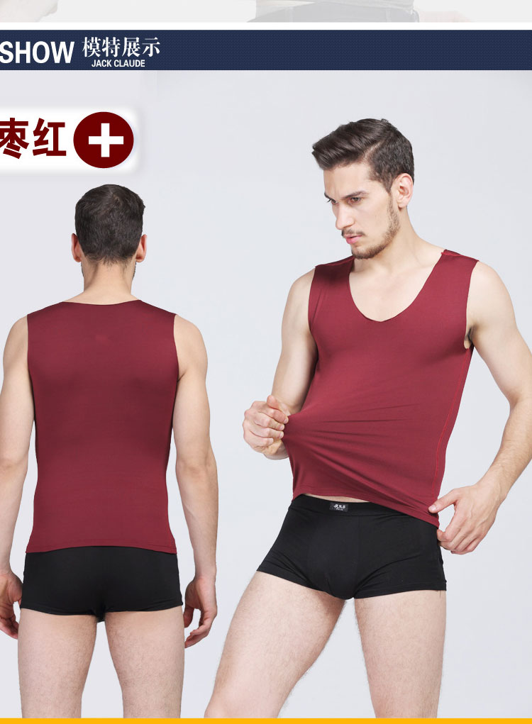 Áo vest nam cộng với nhung liền thân ấm áp áo thun nam bó sát dày trẻ trung V-cổ Slim cotton vest vai mùa thu áo ba lỗ tập gym nam