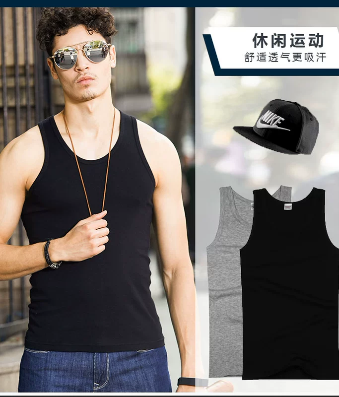 Áo vest nam nam cotton mỏng thể thao chạm đáy áo trẻ trung thoáng khí đồ lót căng thẳng áo ba lỗ tập gym