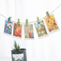 Kindergarten handmade wooden clip photo wall creative cute forest department Flamingo color creative hemp rope diy