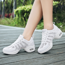 White single net dance womens shoes soft soled sailor dance adult breathable Jazz modern square dance fitness ghost dance tour