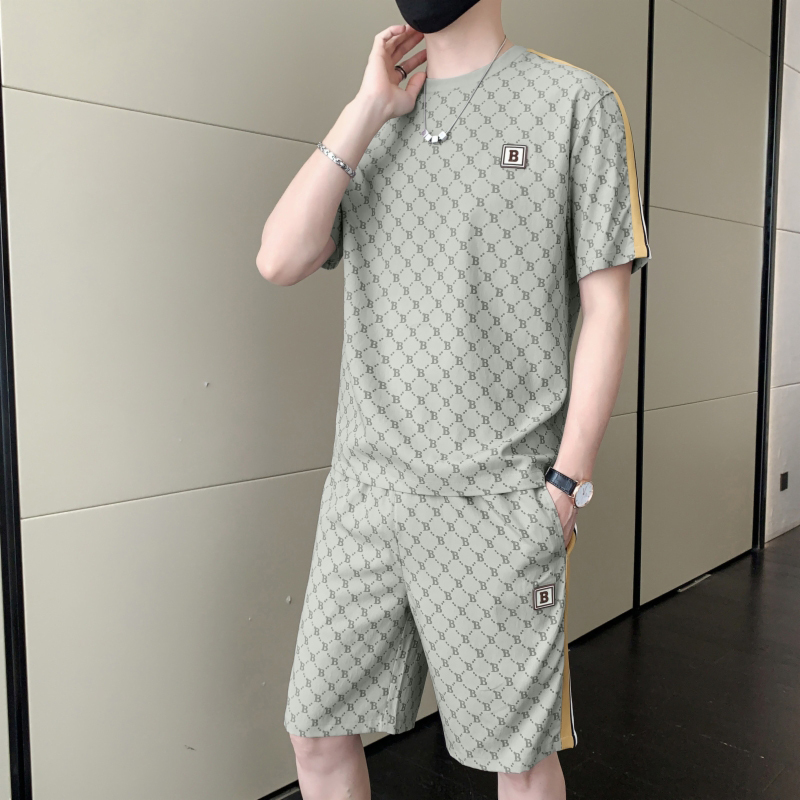Pajamas for Men, Summer Modal Ice Silk Short-Sleeved Shorts, Youth High-End Style, Can Be Worn Outside, Cool-Feeling Home Wear Set