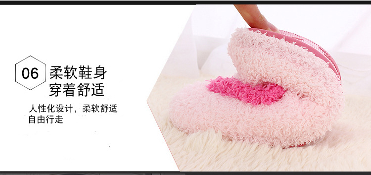 Nhà sản xuất mô hình nổ phẳng với màu tím đỏ mùa đông ấm áp tình yêu lớn nhà dép phụ nữ đào trái tim bông lau sàn kéo dép nữ bitis