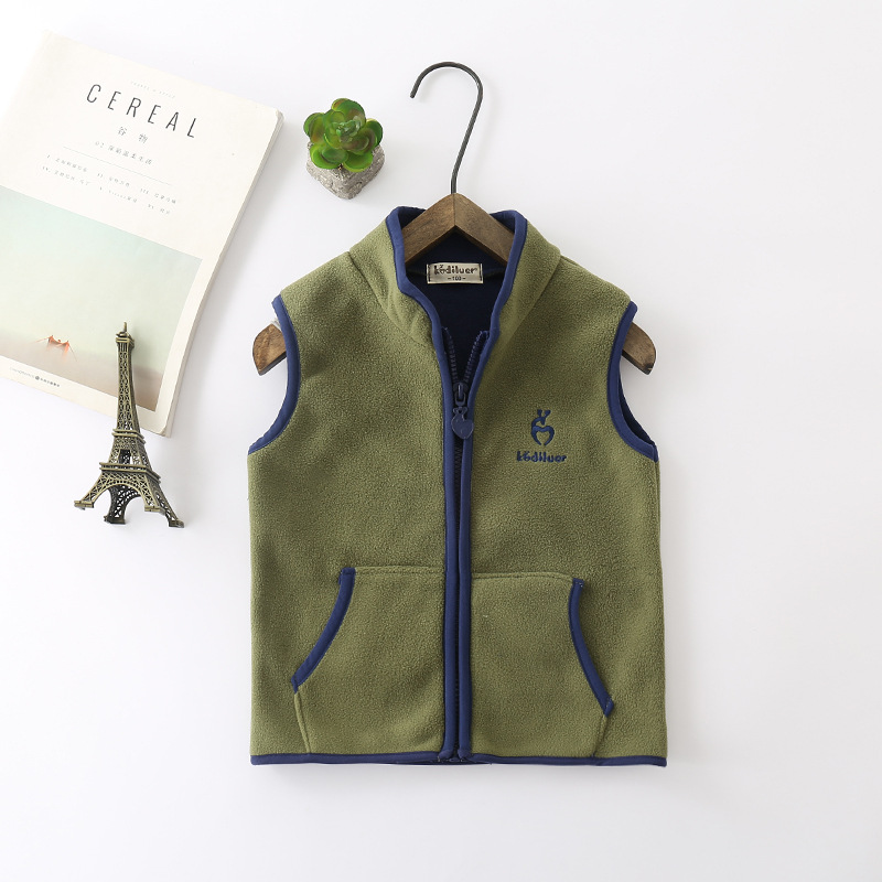 Quần áo trẻ em 2018 mùa thu trẻ em không tay vest nữ cổ áo giản dị vest bé trai vest vest áo gile cho bé lịch lãm đáng yêu