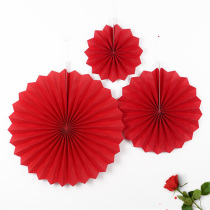 Embellishment flower material Chinese style origami DIY origami fan creative wedding supplies road flower decoration aerial charm
