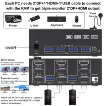 KCEVE   切换器支持8K30HZ 4K120HZ EDID模拟器 USB3.0K VM切换器