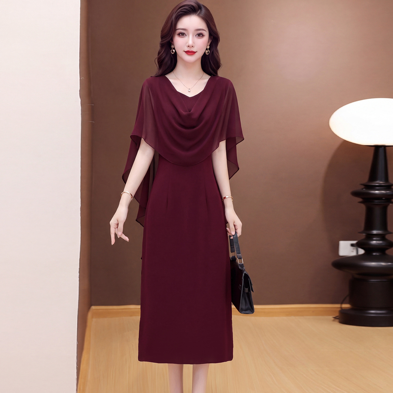 Elegant Red Dress for Mother-In-Law's Wedding Banquet 2026 New High-End Style Summer Noble Mother's Dress