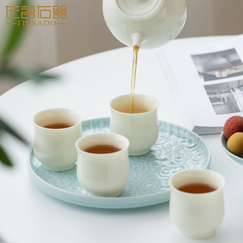 Left Tea Right Instrumental Large ceramic Tea Water Separation Bubble Teapot Tea Cup Suit Home With Filter Day Tea Set White Porcelain