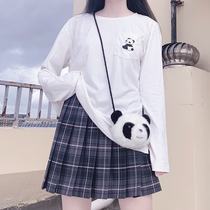 LIFEGIRL long-sleeved T-shirt cotton crew neck top cute animal embroidery tide inside match women