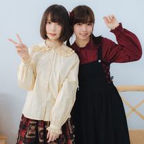 LIFE GIRL spring and summer new original homemade Japanese girl double lace collar shirt lolita inner match