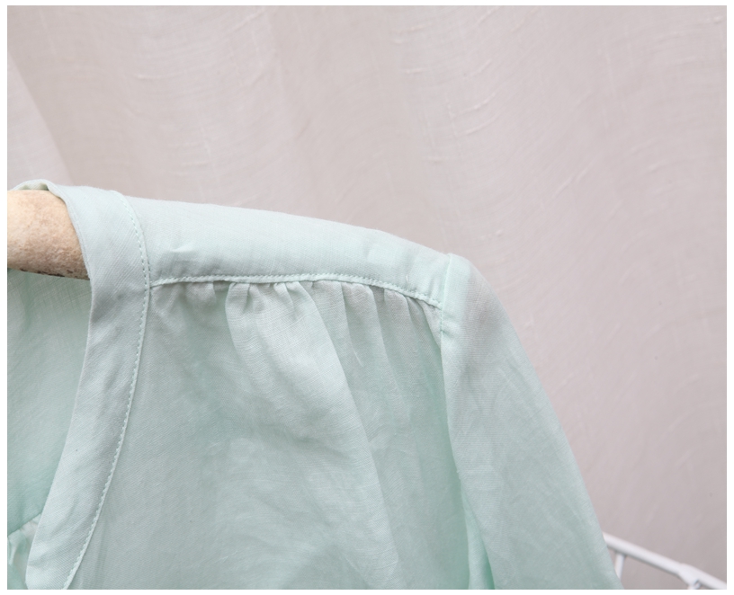 Áo sơ mi thêu nghệ thuật Ramie nữ cotton và vải lanh mùa hè tay áo bảy điểm 2019 mới đứng cổ áo sơ mi ramie áo sơ mi mỏng - Áo sơ mi các kiểu áo sơ mi hoa nữ đẹp