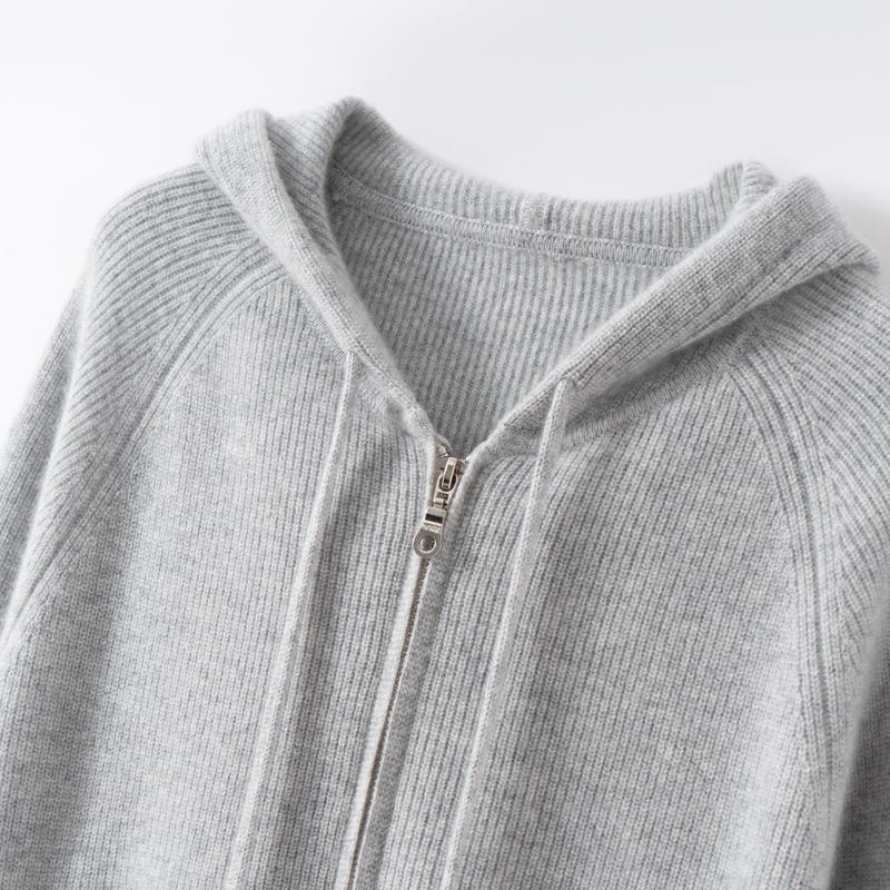Stylish Appearance~100% Pure Cashmere Cardigan for Women, Hooded Knit Sweater with Zipper, New Winter Style Stylish Appearance~100% Pure Cashmere Cardigan for Women, Hooded Knit Sweater with Zipper, New Winter Style