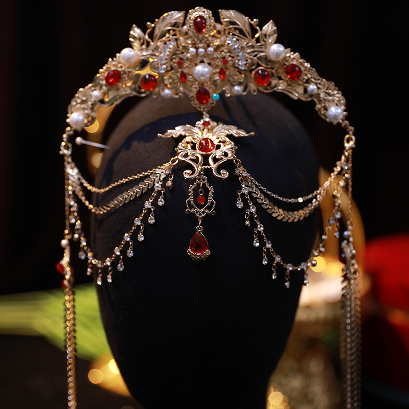 Original Ancient-Style Hanfu Forehead Hair Accessory, Exotic Princess Headdress, Water Drop Tassel Hair Crown, Ethnic Style Set, Hairpin Original Ancient-Style Hanfu Forehead Hair Accessory, Exotic Princess Headdress, Water Drop Tassel Hair Crown, Ethnic Style Set, Hairpin