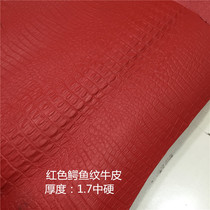 Handmade Diy Head Layer Cow Leather Material Genuine Leather Fabric Red Crocodile Textured Bull Leather Thickness 1 7 in Hard 1A3102