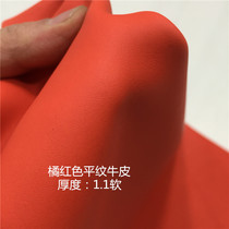 Handmade Diy Head Layer Cow Leather Material Genuine Leather fabric Orange red Flat Bull Peel Thickness 1 1 Soft 1A3073