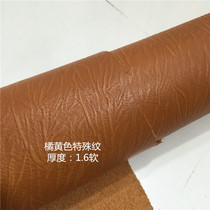 Handmade Diy Head Layer Cow Leather Material Genuine Leather Fabric Orange Yellow Special Grain Cow Leather Thickness 1 6 Soft 1A3120