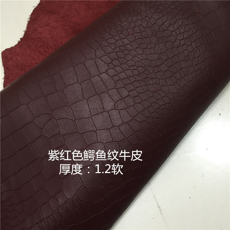 Handmade Diy Head Layer Cow Leather Material Genuine Leather Fabric Cloth Purple Red Crocodile Thread Thickness 1 2 Soft 1A3031