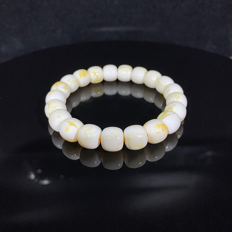 (Direct Podcast Pat stock link) Pure natural amber honey wax male and female fine old type hand string porcelain white round pearl hanging pendant-Taobao