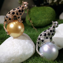 Leopard Australia white pearl pendant 14-15M gold beads K gold clavicle chain positive round aurora