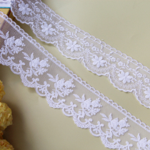 Hot sale rice white soft mesh embroidery lace accessories handmade diy clothing skirt curtain sofa lace material