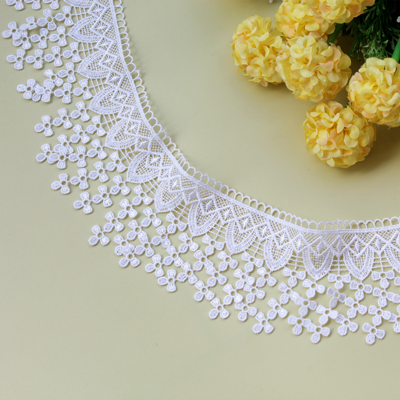 Silk thread embroidery beige tassel water-soluble lace lace handmade diy clothing lace accessories decoration width 8cm