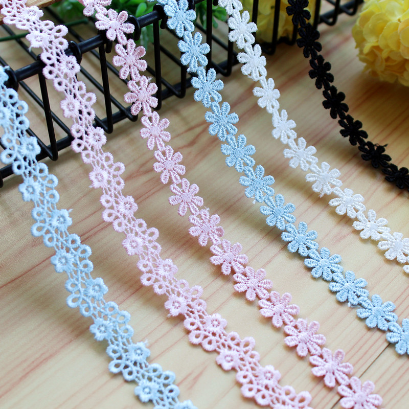 2cm wide Japanese version pink blue white black polyester light water soluble embroidery lace fabric handmade diy baby skirt decoration