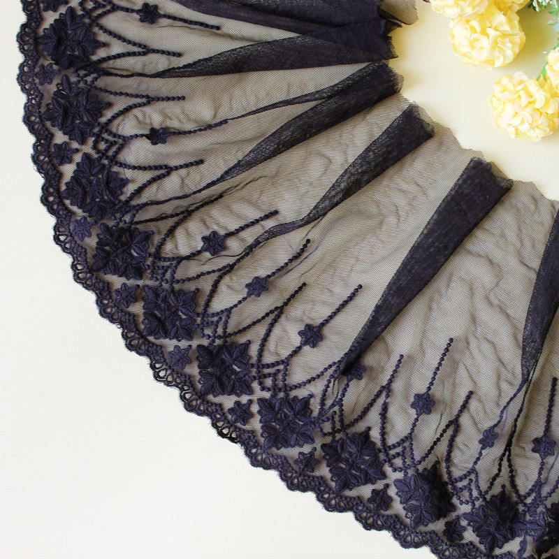 Black and white retro mesh embroidery lace accessories diy clothing skirt curtain sofa decoration material