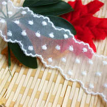 Off-white bilateral soft mesh lace accessories embroidery polka dot dress lolita shawl bow decorative lace