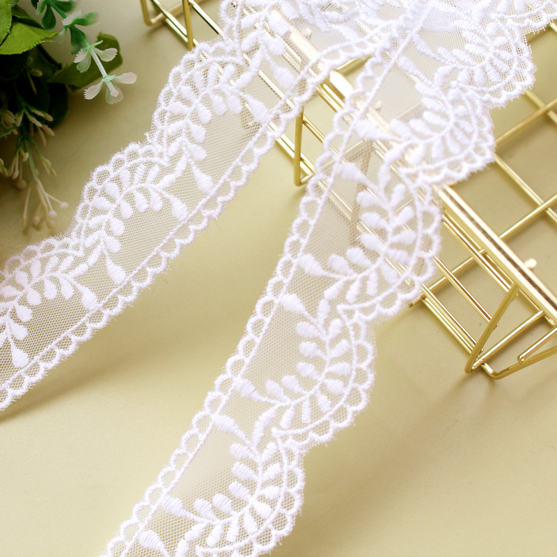 Handmade diy clothing accessories Korean version 49676 pure cotton mesh embroidery lace bow decoration width 3cm