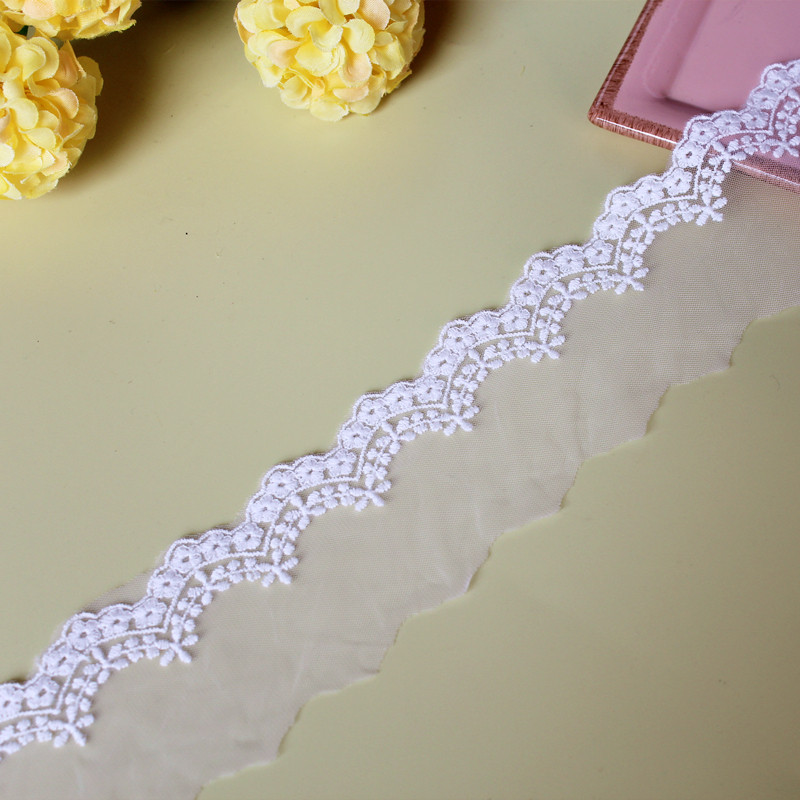 Off-white pure cotton mesh embroidery lace lace handmade diy clothing skirt curtain sofa fabric decoration material