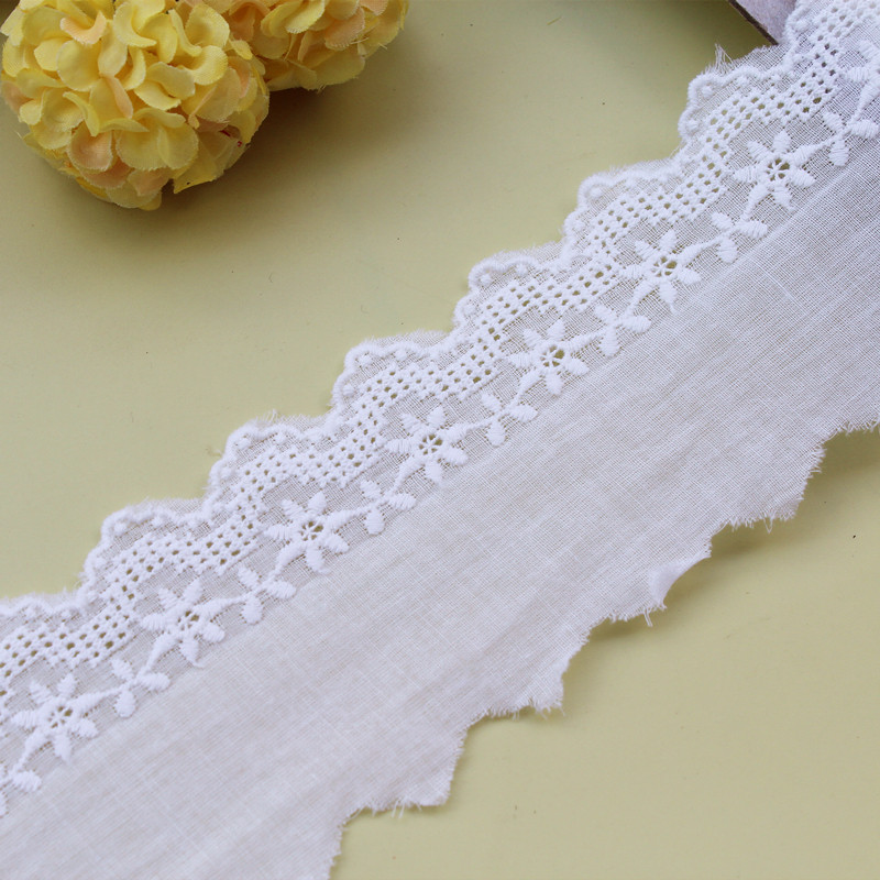 Handmade diy lace accessories beige hollow cotton embroidery lace curtain skirt fabric material width 6cm