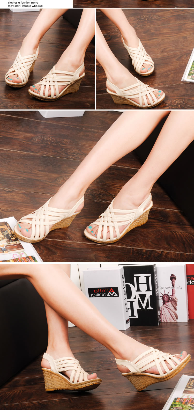 2018 mùa xuân và mùa hè giày phụ nữ mới của Roman phong cách đơn giản hollow chữ thập quai muffin wedges miệng cá dép nữ dép xỏ ngón nữ