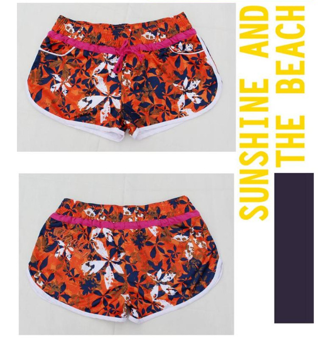 ROXY Hoa lá màu cam Cặp vợ chồng Quần short bãi biển Cá tính Quần nóng Quần bơi Kích thước lớn Kỳ nghỉ Lướt nhà Nhanh khô - Quần bãi biển quần đi biển tập the	