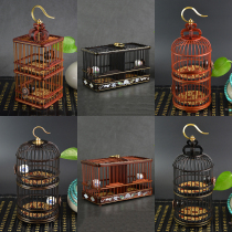 Grasshopper cage inlaid abalone shell ebony double-layer double-grid upper and lower grasshopper cage row cage Handmade grasshopper cage