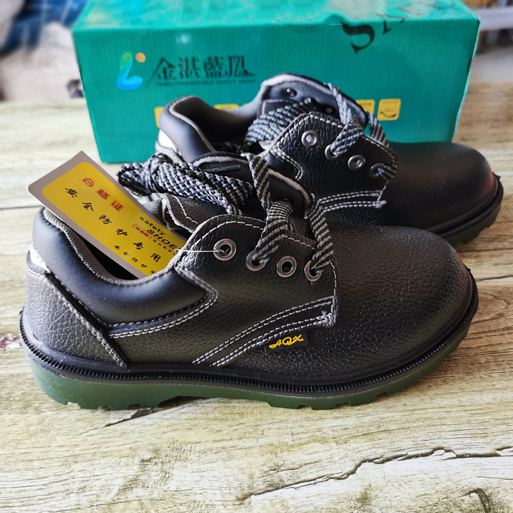 Jinzhan blue and black leather labor insurance work shoes, anti-smashing, anti-puncture and oleic acid alkali resistance, leisure and comfortable spring, summer, autumn and winter