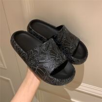 Japanese Personality Graffiti Thick Bottom Sandals Women Summer Home Outwear Non-slip Soft Bottom Trendy Beach Slippers