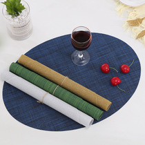 European-style pvc placemat custom hotel restaurant solid color non-slip heat insulation western food mat oval Teslin table mat