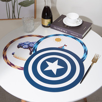 Printed placemat leather round American retro table mat non-slip hotel home decoration insulation pad light luxury coaster