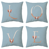 Creative golden bow letter pillow 26 letters square 45cm double-sided picture pillow living room sofa home