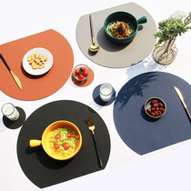 PU waterproof and oil-proof double-layer semi-circular leather placemat Nordic two-color home table mat restaurant heat insulation western food mat