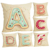 26 English letters cotton and linen pillow office home cushion Nordic simple pillow small fresh cartoon shape