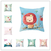 Fashion cartoon anime sofa childrens pillow cotton linen cushion cover double-sided picture cute animal super soft female pillow cover