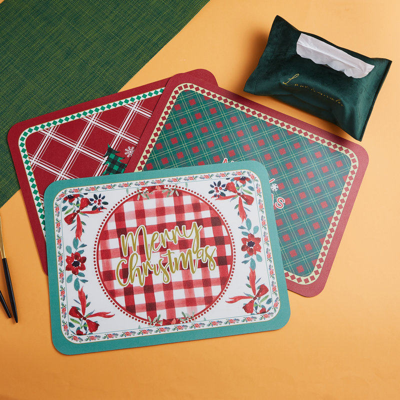 Christmas Placemat Leather American Retro Western Placemat Creative Home Coaster Amazon Bowl Mat Insulated Dining Table Mat