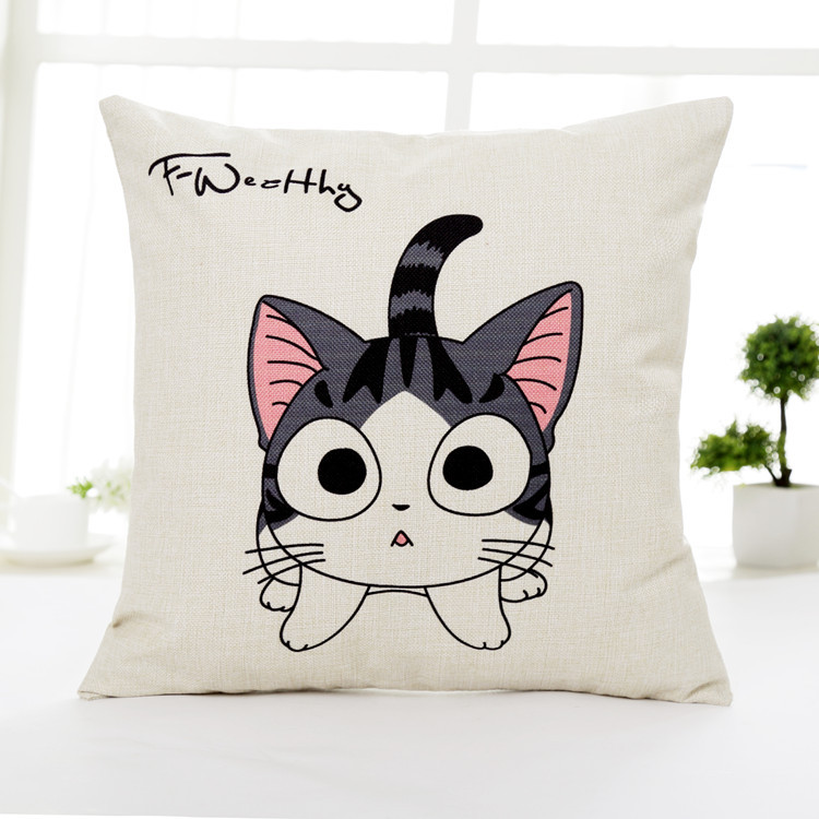 Vải lanh và vải lanh dễ thương hoạt hình gối vỏ pho mát mèo chó sofa đệm xe hơi văn phòng nghỉ trưa gối - Trở lại đệm / Bolsters chăn gối hình thú 2 trong 1