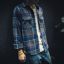 Spring and Autumn Plaid Shirt Jacket Men's Loose Cotton Retro Trend Handsome Shirt Spring Joker Long Sleeve Jacket Tide