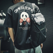 Summer black pure cotton short sleeve t-shirt male loose tide cards ins and half sleeves large size overweight and fatter and more trendy