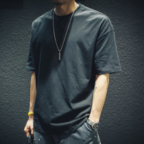 Summer Pure Cotton Minimalist Short Sleeve T-Shirt Male Loose Tide Signs Pins Big Code Half Sleeve Fat Sub Trend 100 Lap Pure Color
