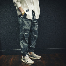 2021 Autumn New overalls camouflage pants mens loose leg Tide brand casual pants Big Spring and Autumn tie pants tide